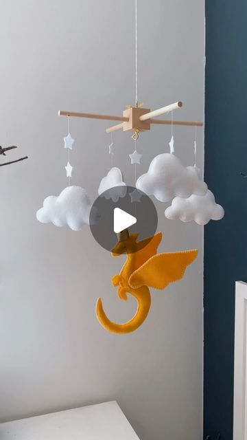 Gisele • Baby Mobiles & Decor on Instagram: "Custom little kind dragon mobile 💛" Dragon Mobile, Baby Mobiles, Baby Mobile, On Instagram, Instagram