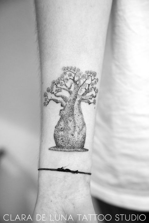 Baobab Dotwork Tattoo Boab Tree Tattoo, Boabab Tree Tattoos, Baobab Tree Tattoo, Baobab Flower, Mums Tattoo, Boab Tree, Mum Tattoo, Boat Tattoo, Cute Nose Piercings