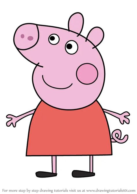 Learn How to Draw Peppa Pig from Peppa Pig (Peppa Pig) Step by Step : Drawing Tutorials Peppa Pig Family Drawing, Ninja Hattori Drawing, Peppa Pig Drawing, Peppa Pig Cartoon, Pig Drawing, Toddler Arts And Crafts, Pig Art, Peppa Pig Birthday, Pig Birthday