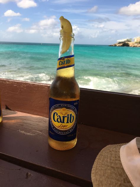 Carib at Maho Beach St.Maarten Maho Beach St Maarten, Beer Pictures, St Maarten, Beer Bottle, Beer, Drinks