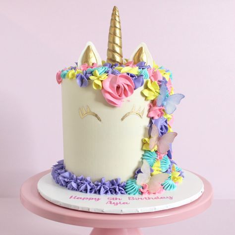 Unicorn Butterfly Birthday Party, Butterfly And Unicorn Cake, Butterfly Unicorn Cake, Unicorn Fairy Cake, 2023 Cakes, Unicorn Number Cake, Butterfly Theme Cake, Unicorn Cake Design, Holiday Cake Decorating