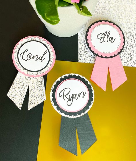 Wedding Name Tags Ideas on Love The Day Farewell Badge Ideas, Cute Name Tag Ideas, Rehearsal Dinner Centerpiece Ideas, Alumni Event Ideas, Diy Wedding Gift Box, Rehearsal Dinner Centerpiece, Wedding Card Book, Name Tags Ideas, Chateau Wedding France