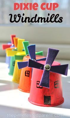 Dixie Cup Windmill Craft - A cute & easy craft for kids with Dixie Cup Crafts, Windmill Craft, Windmill Blades, Paper Cup Crafts, Cultural Crafts, Crafts For Teens To Make, Cup Crafts, Crafts For Boys, World Crafts