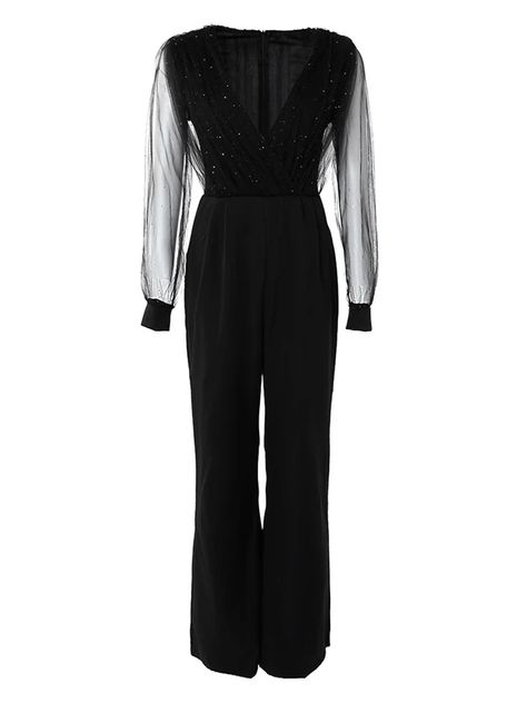 Prom Jumpsuit, Mesh Jumpsuit, Spring Fits, Mesh Sleeves, Elegant Party, Black Jumpsuit, Dress Accessories, Women's Style, Fashion Collection