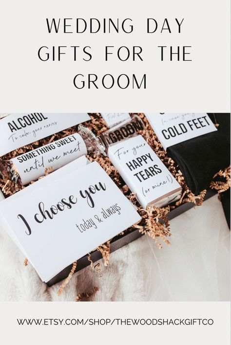 This grokm goft box is the perfect gift for your future husband on your wedding day! Filled with goodies to surprise him! A wedding day survival kit for the Groom! Gifts For The Groom, Bride On Wedding Day, Groom Gift Box, Groom Box, Hangover Survival Kit, Grooms Gift, Groom Gifts, Wedding Gifts For Groom, Wedding Day Gifts