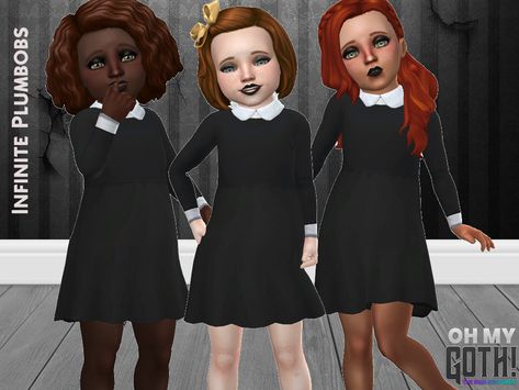 Goth Kids Clothes, Goth Sims 4, Lace Gothic Dress, Sims 4 Cc Goth, Vampire Kids, Wednesday Addams Dress, Toddler Football, Vampire Clothes, Goth Kids