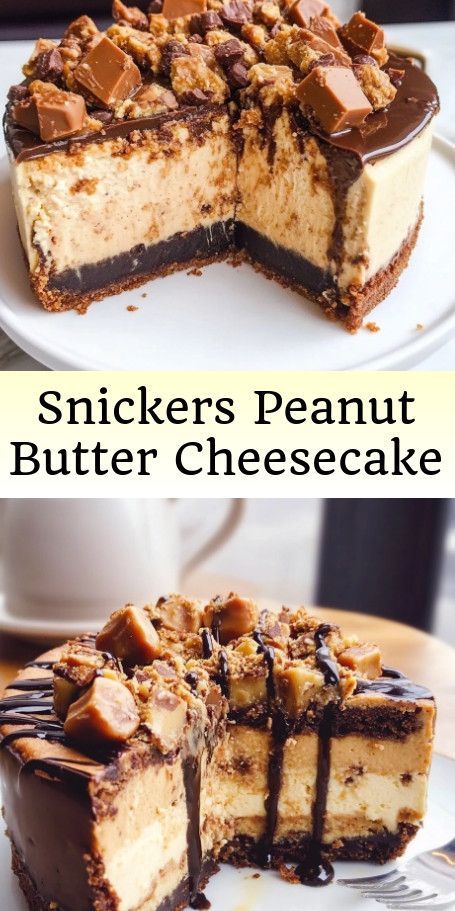 Cheesecake Heaven: Snickers Peanut Butter Delights Recipe This decadent Snickers Peanut Butter Delights dessert combines the iconic flavors of Snickers with creamy peanut butter and cheesecake for a sweet escape that's perfect for any occasion. Follow this simple recipe to impress your guests and let this dessert be the talk of your next gathering! #SnickersCheesecake #PeanutButterDessert #DessertLovers #SweetTooth #IndulgentEats #HomemadeGoodness Peanut Butter Delight Recipe, Snickers Cheesecake, Impressive Recipes, Peanut Butter Cheesecake, Peanut Butter Desserts, Sweet Escape, The Talk, Creamy Peanut Butter, Decadent Desserts