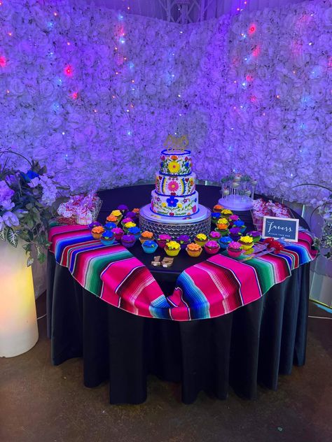 Mexican Fiesta Mexican Theme Sweet 16, Mexican Style Quinceanera Party Ideas, Mexican Theme Quince, Goth Mexican, Mexican Theme Quinceanera, Mexican Style Party, Quinceanera Mexican Theme, Mexican Party Ideas, Party Snack Table