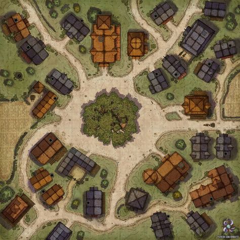 Fantasy City Map, Village Map, Fantasy Village, Dnd World Map, Battle Map, Fantasy Town, Scale Map, Tabletop Rpg Maps, Dnd Dragons