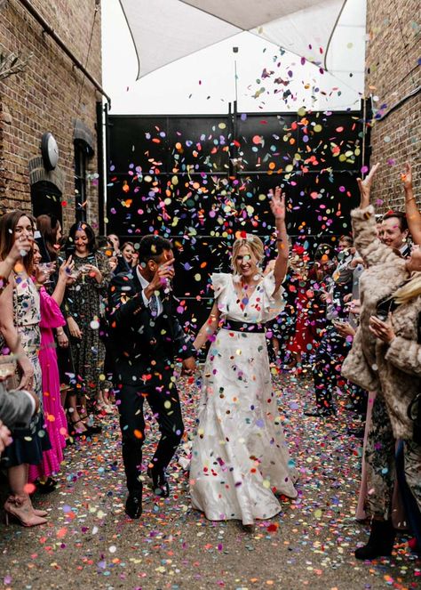 Wedding Exits, Eclectic Wedding, Ruffle Wedding Dress, Rock My Wedding, Urban Wedding, Contemporary Wedding, Wedding Confetti, London Wedding, Wedding Mood