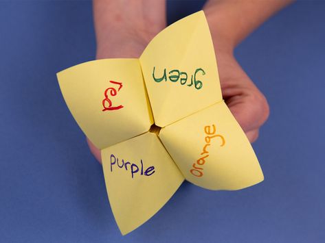 How to Make a Paper Fortune Teller Paper Fortune Teller, Fortune Teller Game, Origami Fortune Teller, Fortune Teller Paper, Cootie Catcher, Diy Bird Bath, How To Make Origami, Paper Games, Make A Game