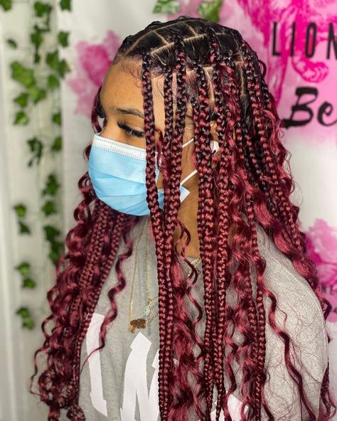 Red Box Braids, Colored Braids, Box Braids Hairstyles For Black Women, Cute Box Braids Hairstyles, Protective Hairstyles Braids, Box Braids Styling, Braids With Curls, Beautiful Braids, Girls Hairstyles Braids