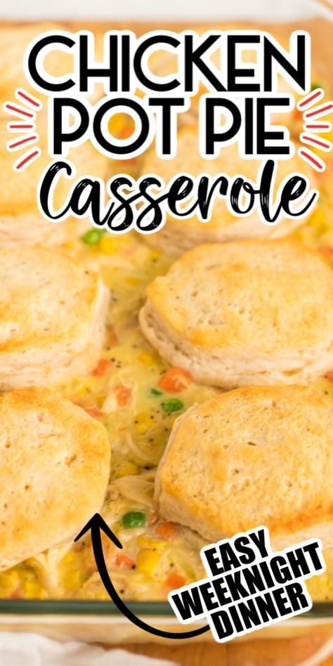 Pot Pie Recipe Easy, Easy Chicken Pot Pie Recipe, Pot Pie Recipes, Can Chicken Recipes, Pie Recipe Easy, Homemade Chicken Pot Pie, Pot Pie Casserole, Chicken Pot Pie Casserole, Chicken Pot Pie Recipe