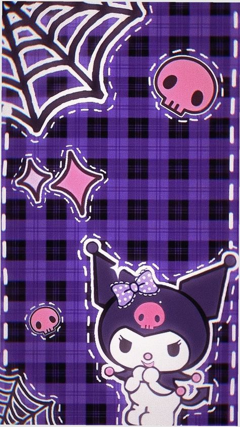 Kuromi Sanrio Wallpaper, Kuromi Purple, Purple Kuromi, Black And Purple Wallpaper, Pink Wallpaper Hello Kitty, Images Hello Kitty, Kuromi Sanrio, Hello Kitty Videos, Jelly Wallpaper