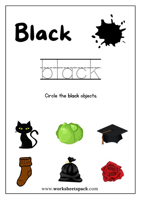 Black Color Sheet Printable Free PDF, Color Black Worksheet for Preschool - worksheetspack Color Black Worksheet, Preschool Color Activities, Color Worksheets For Preschool, Worksheet For Preschool, Preschool Number Worksheets, Feelings Activities, Abc Flashcards, Free Preschool Worksheets, Preschool Colors