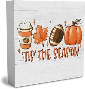 Rustic Tis' the Season Pumpkin Wood Box Sign, Farmhouse Retro Fall Artwork Decor, Autumn Harvest Thanksgiving Wooden Square Sign Desk Block Signs Home Shelf Office Decoration 5 x 5 Inches Home Shelf, Shelf Office, Block Signs, Fall Artwork, Artwork Decor, Harvest Thanksgiving, Autumn Harvest, Office Decoration, Wood Box