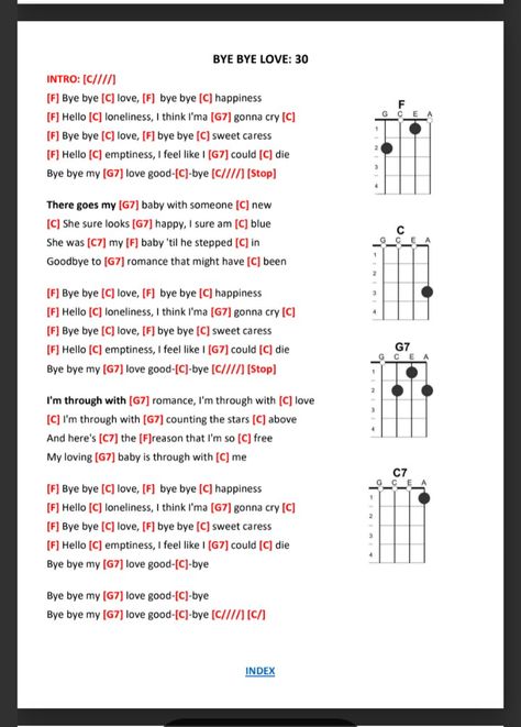 Ukulele Practice, Bye Bye Love, Uke Songs, Guitar Chords And Lyrics, Acoustic Guitar Lessons, Ukulele Songs, Lyrics And Chords, Piano Songs, Guitar Tabs