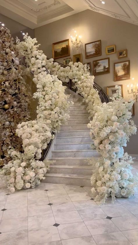 Wedding Stairs, Wedding Staircase, Dream Marriage, Enchanted Garden Wedding, Elegant Wedding Inspiration, Wedding Planning Decor, Floral Event Design, Home Wedding Decorations, Boho Wedding Decorations