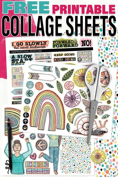 Free Printable Collage Sheets | Move Forward Color Word Collage Art, Free Collage Templates, Old Magazine Crafts, Collage Creator, Free Collage, Word Collage, Art Trading Cards, Collage Diy, Printable Collage Sheet