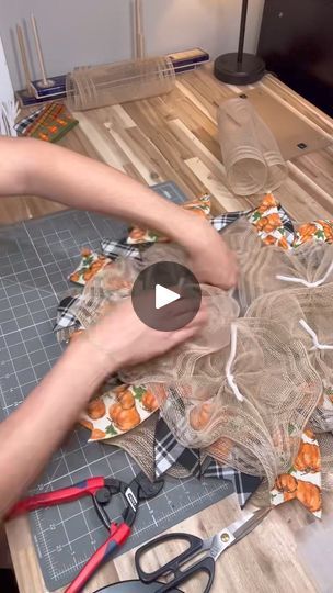 229K views · 4.1K reactions | Putting together a wreath using a new KIT! | By How I See It Blog, LLC | Check out how gorgeous and
classic and fun this traditional fall mesh wreath
is. Let's make it today using a kit that's available now in my
shop. You can see me going in here. I'm applying the stick
mounts that come with your kit to the back of the sign with
little bit of glue and I like to pipe around with some hot
glue on the back of those to make sure that they stay nice
and snug. Next I'm going to go through and I'm going to prep
my 14 inch wreath frame that comes with the kit with 12 pipe
cleaners that are also of course included. I'm going to
do on the inside ring and then I'm doing six on the outside
ring in the windows of each of those pipe cleaners. Then I'm
going to get my mesh Fall Mesh Wreath, Sunflower Wreath Diy, Fall Wreath Tutorial, Halloween Pumpkin Crafts, Fall Mesh Wreaths, Vbs Themes, Wreaths Ideas, Wreath Frame, Pumpkin Fall Decor