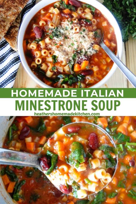 Ministroni Soup Recipe, Italian Minestrone Soup Recipe, Soup With Beans, Italian Minestrone Soup, Olive Garden Minestrone Soup, Minestrone Soup Easy, Hearty Vegetable Soup, Minestrone Soup Recipe, Simple Dinner