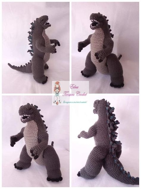 Crochet Godzilla Amigurumi, Crochet Godzilla Pattern, Godzilla Crochet Pattern Free, Godzilla Crochet Pattern, Crochet Godzilla, Plush Pattern, Diy Crochet Projects, Dinosaur Birthday, King Kong