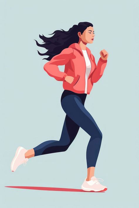 Running jogging sports adult.  | free image by rawpixel.com / Miiruuku Woman Running Aesthetic, Runners Aesthetic, Jogging Inspiration, Run Illustration, Jogging Aesthetic, Fitness Cartoon, Running Graphic, Aesthetic Running, Running Illustration