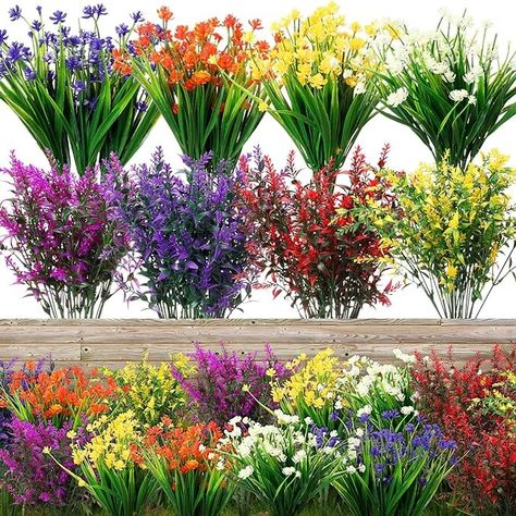 Amazon.com: Zeyune 24 Bundles Artificial Flowers Outdoor Fake Flowers Bulk UV Resistant Fake Wildflowers Artificial Cemetery Flowers for Home Decor Outside Indoor Vase Pots Hanging Planters Decoration (Elegant) : Home & Kitchen Colorful Decorations, Indoor Party, Flowers For Home, Cemetery Decorations, Flower Baskets, Hanging Flower Baskets, Artificial Plants Outdoor, Snow Rain, Cemetery Flowers