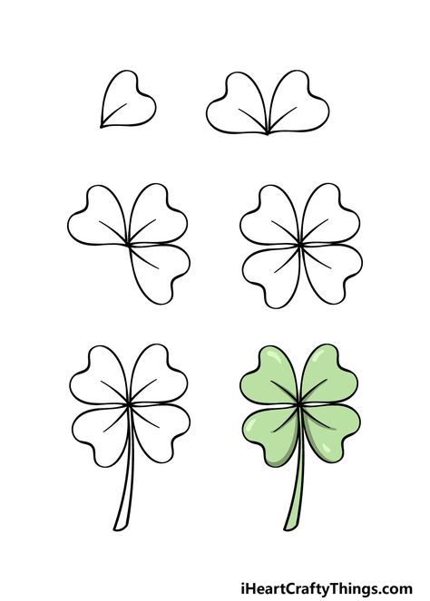 Shamrock Drawing - How To Draw A Shamrock Step By Step Draw Shamrock, Draw A Shamrock, Shamrock Drawing, Patrick Drawing, Art Steps, Shamrock Art, Spring Drawing, Planner Doodles, St Patricks Day Crafts For Kids