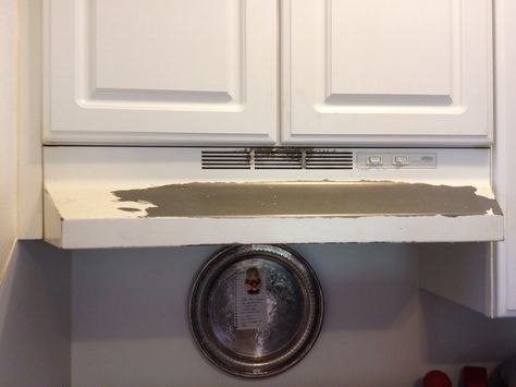 Update Range Hood Diy, Stove Hood Makeover, How To Paint Stove Hood, Paint Oven Hood, Paint Stove Hood, Hoods Over Stoves, Stove Top Range, Stove Vent Hood, Painting Appliances