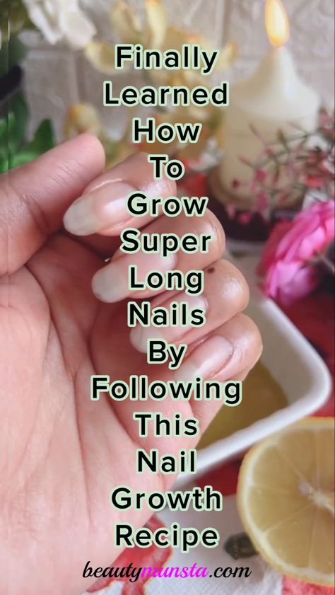 This is my trick to growing long nails super fast. Many people have tried this nail strengthening and lengthening remedy and it really works so try it right now! Nail Growth Remedies, Long Strong Nails, Make Nails Grow, Grow Long Nails, Nail Strengthening, Nail Growth Tips, Diy Makeup Remover, Diy Beauty Treatments, Nail Care Tips