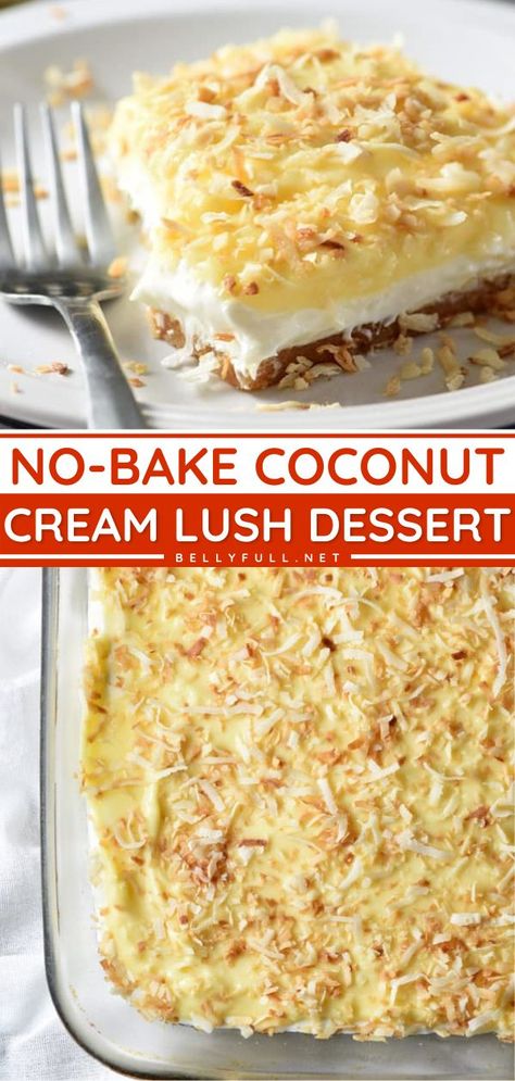 Have you ever tried this Coconut Cream Lush recipe? No? Then you wouldn't want to miss out on this no-bake treat that's so smooth, rich, creamy, and light. Not only is it easy to make, but it can also… Summer Desserts Easy Simple, Easy Labor Day Desserts, No Bake Fruit Desserts, Desserts For Labor Day, Summer Time Desserts, Coconut Cream Lush, Labor Day Desserts, Labor Day Food Ideas, Dessert No Bake