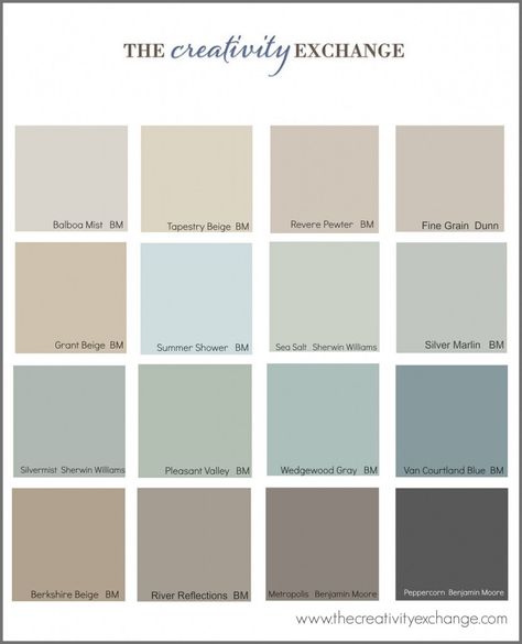 Collection of the most popular/pinned paint colors on Pinterest {Paint It Monday} The Creativity Exchange The Creativity Exchange, Most Popular Paint Colors, Popular Paint Colors, Revere Pewter, Real Estat, Gray Paint, Design Seeds, Interior Paint Colors, Cool Ideas