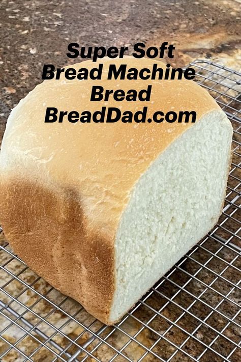 Soft bread machine bread on wire cooling rack 2 Lb Bread Machine Recipes Easy, Amish White Bread Machine, Express Bake Bread Machine Recipes, Breadmaker Cheese Bread, Soft White Sandwich Bread Machine Recipe, White Westinghouse Bread Machine Recipes, Soft Bread Machine Recipes, Sweet White Bread Machine Recipes, Softest Bread Machine Bread