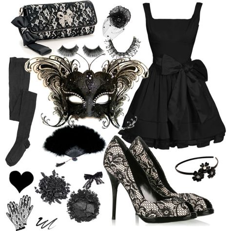 Black Lace Masquerade costume... but i don't like the mask very much Masquerade Party Outfit, Masquerade Ball Outfits, Masquerade Outfit, Masquerade Theme, Masquerade Wedding, Masquerade Costumes, Halloween Masquerade, Masquerade Party, Masks Masquerade