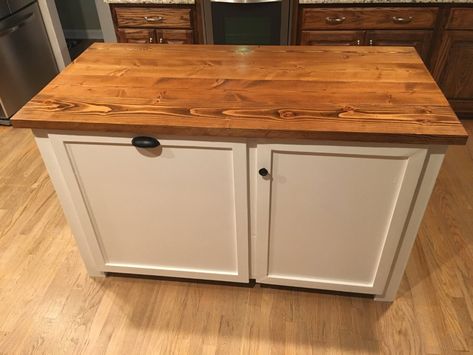 Kitchen island with wood countertop | Etsy Island With Wood Countertop, Hardwood Countertops, Walnut Kitchen Island, Rolling Island, Build Kitchen Island, Counter Ideas, Kitchen Island Tops, Checkout Counter, Grey Kitchen Island