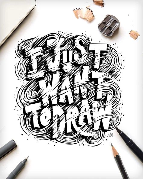 Text Art Typography, Typography Drawing, Hand Lettering Inspiration, Want To Draw, Hand Lettering Art, Drawing Letters, Illustration Quotes, Hand Lettering Quotes, Creative Lettering