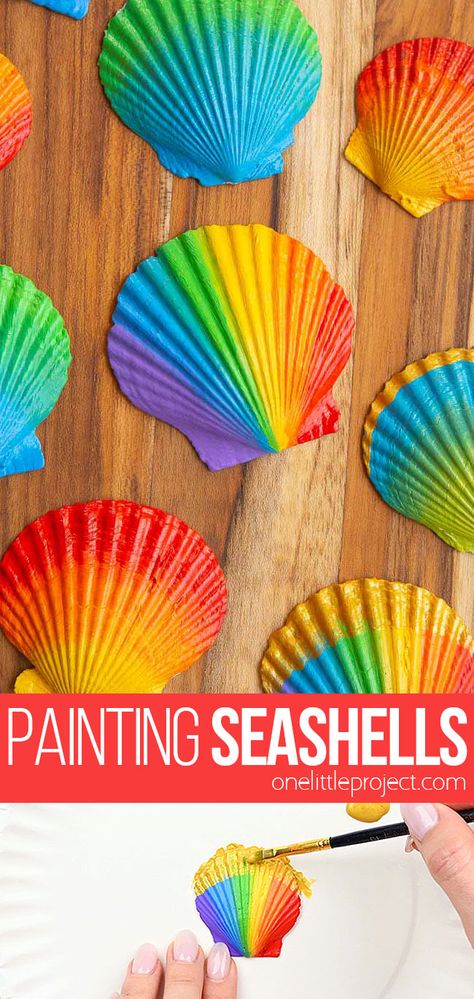 Homeschool Vibes, Painting Seashells, Beach Crafts For Kids, Summer Arts And Crafts, Summer Art Projects, Key Ideas, Beach Shells, Summer Camp Crafts, Activity Director