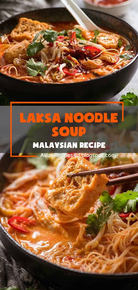 Laksa – the iconic Malaysian spicy coconut noodle soup! An incredibly rich, fragrant, complex flavoured broth loaded with all the essential classic Laksa toppings. This is an easy Laksa recipe because it’s made with a store bought Laksa paste which is spruced up to make a restaurant quality Laksa. #Malaysian #Recipes #Laksa #Noodle Malaysian Laksa Recipe, Laksa Soup Recipe Vegetarian, Easy Laksa Recipe, Laksa Noodle Soup, Laska Soup Recipe, Beef Laksa, Chicken Laksa Recipe, Laksa Soup Recipe, Laksa Paste Recipe