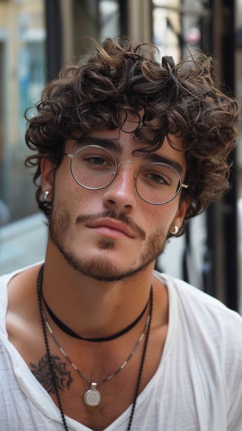 Long Hairstyles Curly Hair, Mens Choppy Hairstyles, Men Hairstyle With Beard, Curly Hair Men Aesthetic, 2a Hairstyles, Mens Curly Hair, Guys With Beards, Mens Short Curly Hairstyles, Long Curly Hair Men