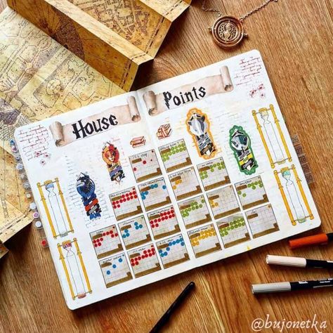 11 Harry Potter Habit Tracker Ideas For Your Bullet Journal | Masha Plans Harry Potter Bujo Ideas, Harry Potter Habit Tracker, Harry Potter Journal Ideas, Harry Potter Bullet Journal Ideas, Harry Potter Bullet Journal, 2025 Bujo, Bullet Journal Title Page, Planer Ideas, Habit Tracker Ideas