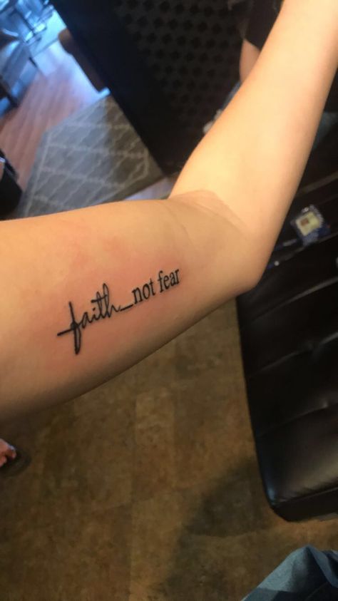 No Fear Just Faith Tattoo, Do Not Fear Tattoo, Faith Fear Tattoo, Faith Over Fear Tattoo For Women, Fear Nothing Tattoo, Faith Over Fear Tattoo, Faith Tattoo Designs, Faith Not Fear, Tattoo Therapy