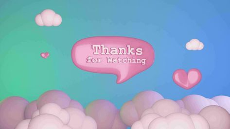 THANKS FOR WATCHING cute pink text glossy with blue sky background. 4K 3D render seamless loop for youtube channel outro background. Outro Background, 4k 3d, Background 4k, Blue Sky Background, Sky Background, 3d Render, Thanks For Watching, Cute Pink, Youtube Channel