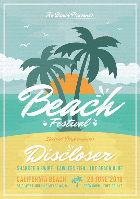 Beach Festival Poster Design, Beach Music Festival Poster, Beach Festival Poster, Summer Festival Poster, Summer Sale Design, Hello Summer Party, Social Media Vision Board, Pool Party Poster, Festival Poster Design