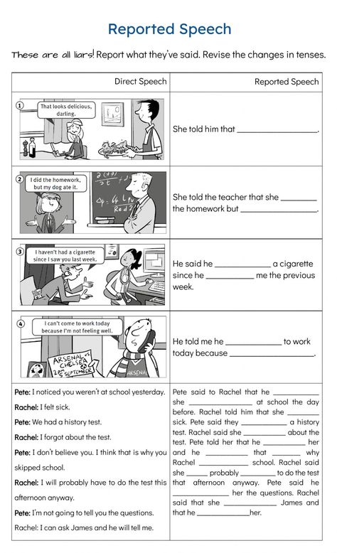 Reported Speech online exercise for Intermediate Reported Speech Worksheet With Answers, Reported Speech Worksheets, Speech Text, Direct And Indirect Speech, Indirect Speech, Direct Speech, Reported Speech, English Teaching Materials, Advanced English Vocabulary