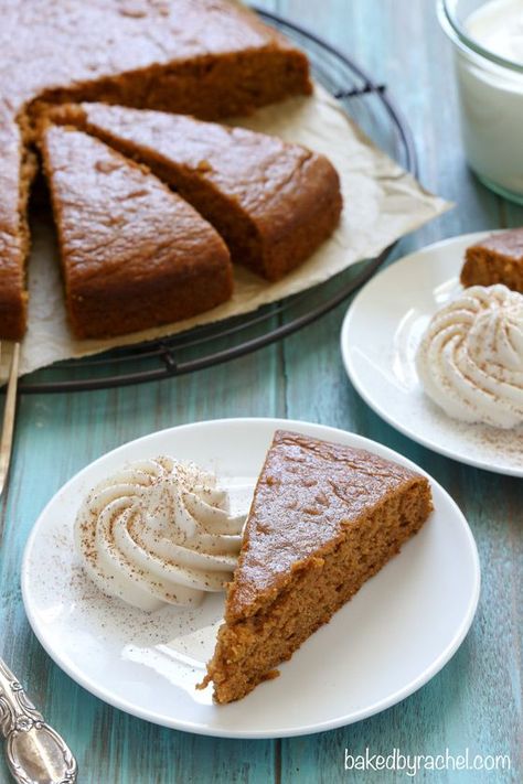 Moist pumpkin snack cake with homemade whipped cream. Recipe from @bakedbyrachel Pumpkin Snack Cake, Snack Cake Recipe, Pumpkin Snack, Homemade Whipped Cream Recipe, Whipped Cream Recipe, Pumpkin Cake Recipes, Homemade Whipped Cream, A Piece Of Cake, Piece Of Cake