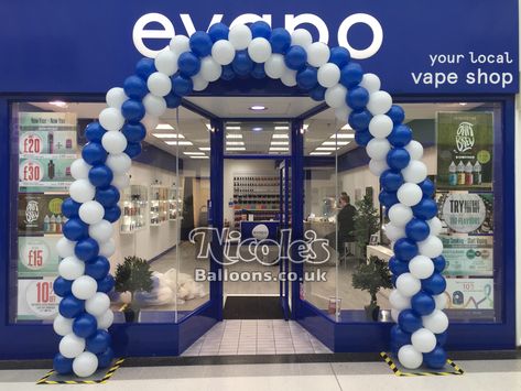 A large indoor balloon arch which was installed to promote the opening of a new shop. The balloon arch really grabs the attention of potential customers. Shop Opening Balloon Decoration, Opening Balloon Decoration, Blue Balloon Arch, Shop Opening, Balloon Arches, Blue Balloon, Balloon Decor, Balloon Arch, The Balloon