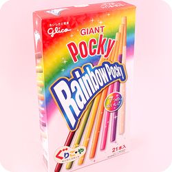 Buy Glico Giant Rainbow Pocky Biscuit Sticks at Tofu Cute Poky Sticks, Productos Aesthetic, Snacks Japonais, Weird Snacks, Food Text, Pocky Sticks, Japan Snacks, Cookie Monster Birthday, Cute Snacks