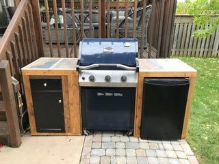 BBQ Enclosure : 5 Steps (with Pictures) - Instructables Grill And Smoker Station Diy, Bbq Enclosure, Outdoor Cabinet Diy, Diy Grill Station, Old Cupboard, Deck Grill, Outdoor Bbq Area, Diy Grill, Indoor Outdoor Kitchen