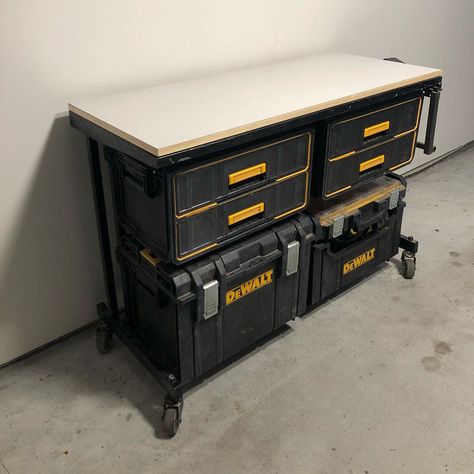 Dewalt Tough System 2.0, Dewalt Tough System Storage Ideas, Rigid Tool Box, Dewalt Tool Box, Dewalt Storage, Dewalt Tough System, Dewalt Tstak, Van Organization, Power Tool Storage